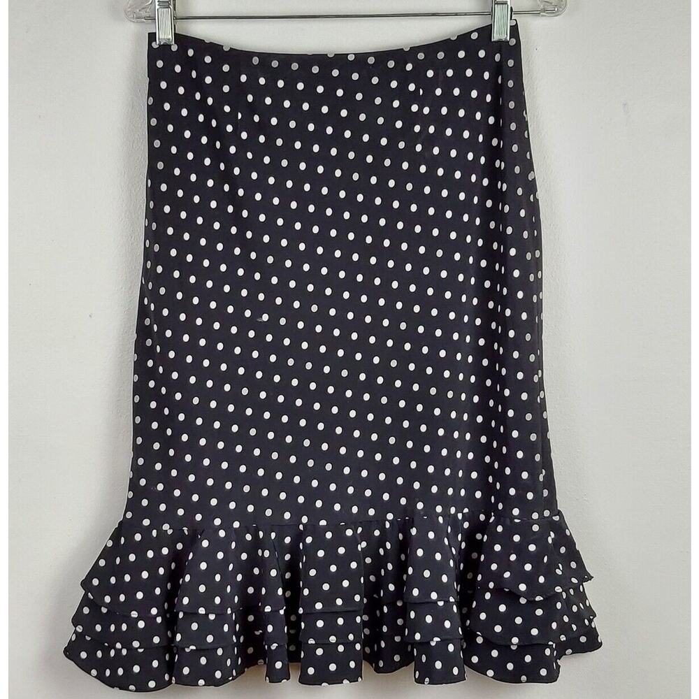 Evan Picón Women's Size 4 Ruffle Knee Length Pencil Skirt Black White Polka Dots - Picture 10 of 10